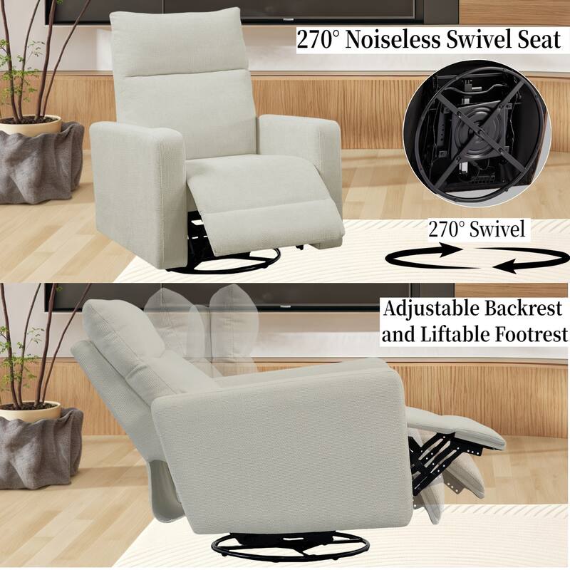 Olmas 33.5"W Power Swivel Glider Recliner with USB Charger
