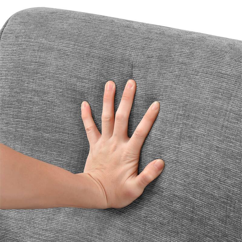 Modern Living Room Furniture Loveseat Gray Chenille Upholstery Pocket Coils Solid Wood Legs Furniture 1Pc