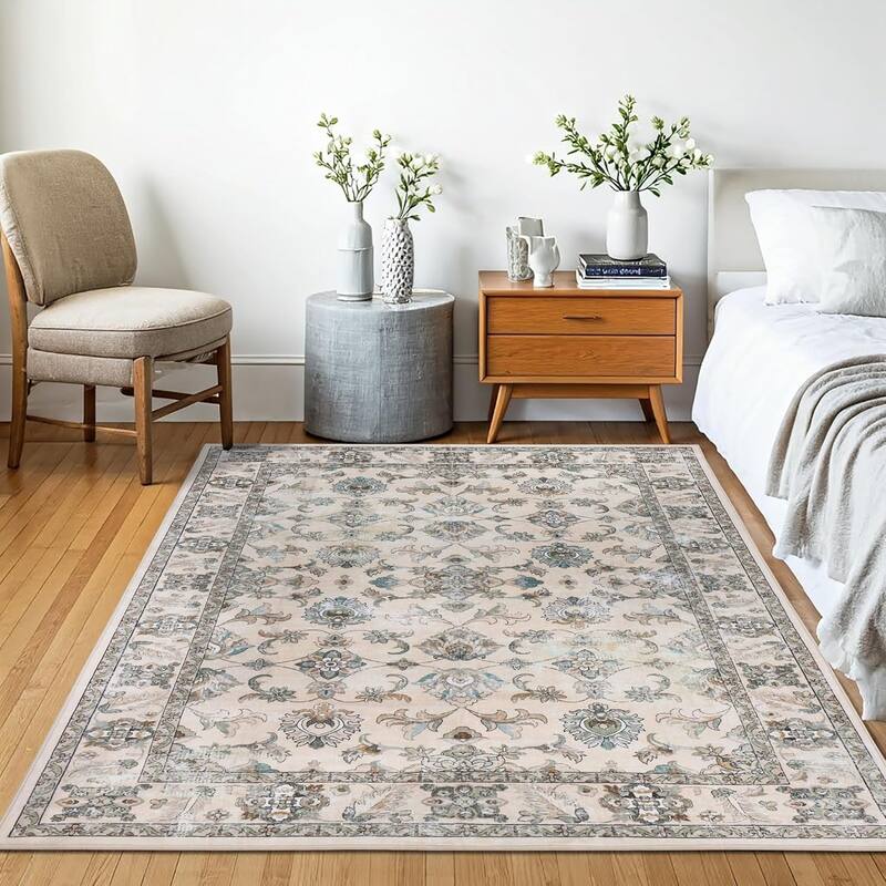 Delara Machine Washable Area Rug, Soft & Durable, Non-Slip Backing, Eco- Friendly GRS certified.