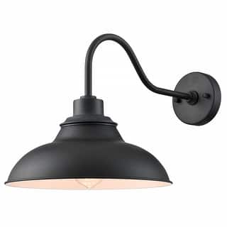 Fidenza Gooseneck Farmhouse Black Wall Sconce Indoor/Outdoor Barn Lights , 1-Light