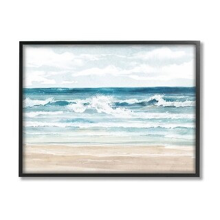 Stupell On The Shore Beach Waves Framed Giclee Art Design by Carson ...