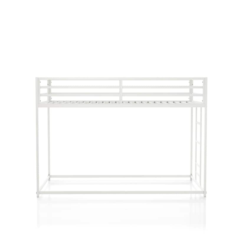 Furniture of America Jackson Modern Metal Twin over Twin Low Profile Bunk Bed with Reversible Ladder
