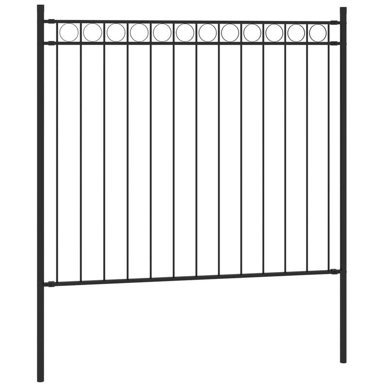 vidaXL Garden Fence Steel 5.9 ft x 2.6/3.3/3.9/4.9 ft Black