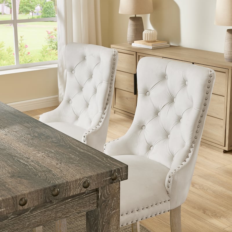 Morden Fort Tufted Dining Chair, Accent Chairs with Studded Trim and Pull Ring