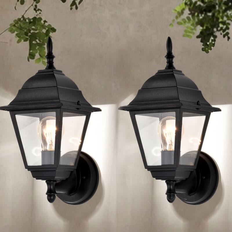 Outdoor Wall Light Fixture Black White Wall Sconces Porch Light 2 Pack - Black