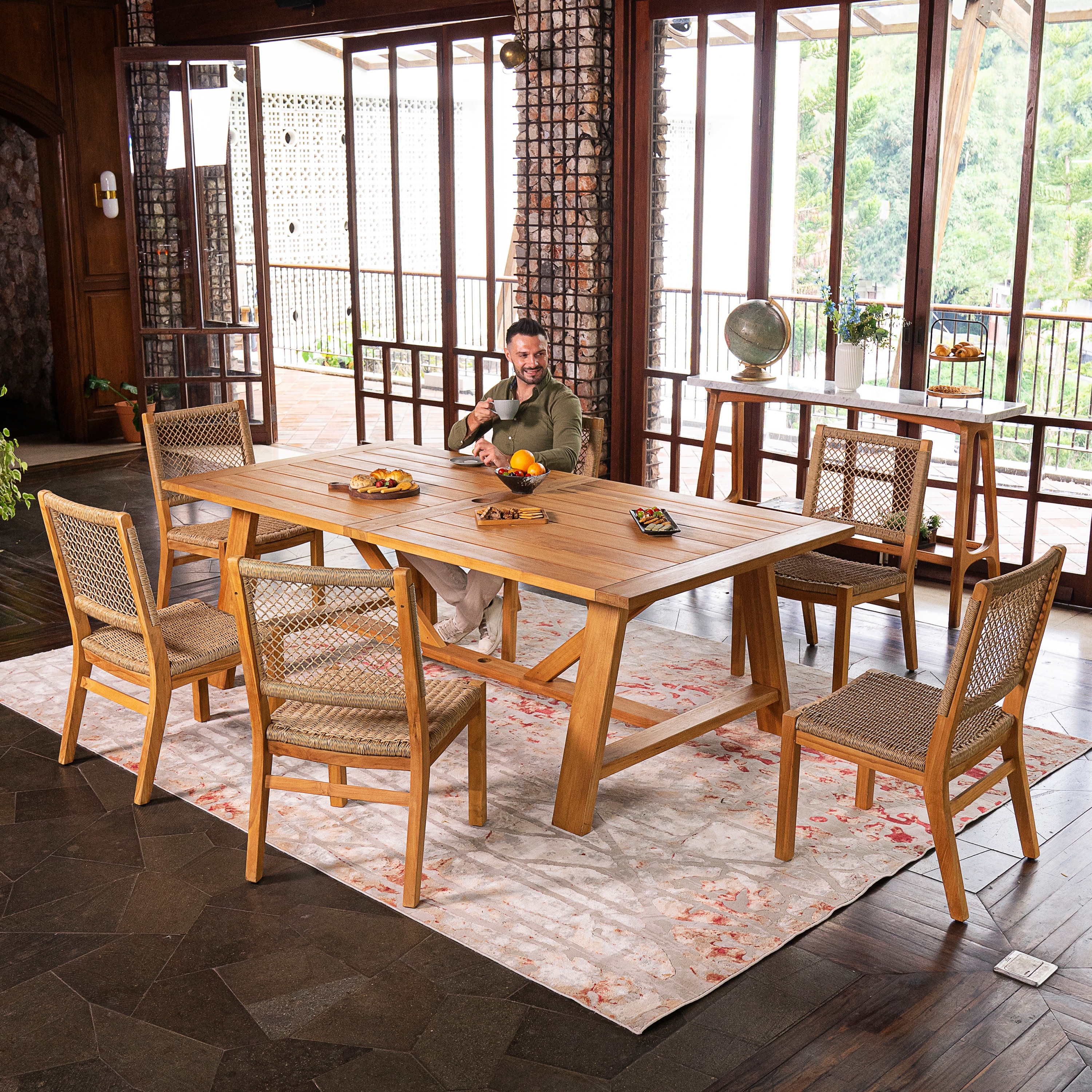 Cambridge Casual Belmont Teak Wood Dining Chair Set of 2 - Bed