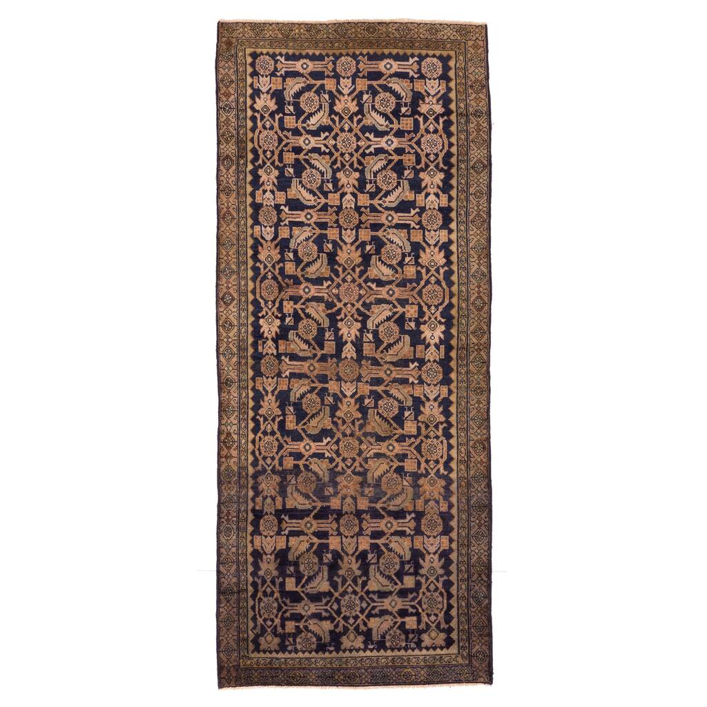 ECARPETGALLERY Hand-knotted Anadol Vintage Navy Wool Rug - 3'7 x 8'11