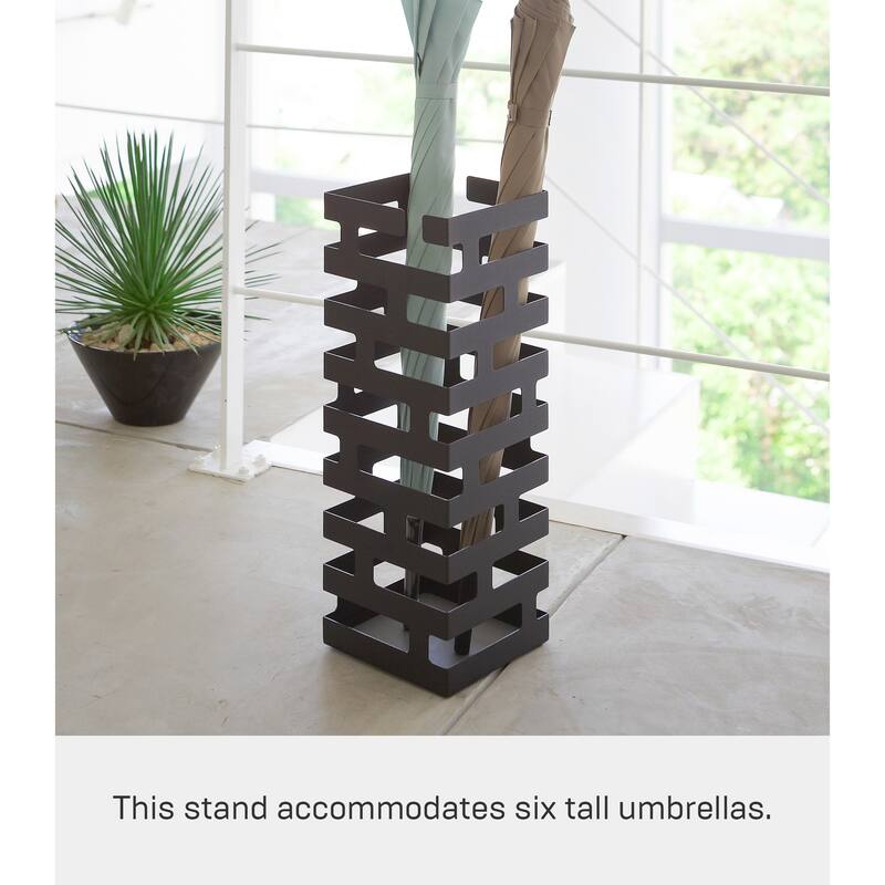 Yamazaki Home Umbrella Stand - Two Styles, Steel, Square, Holds 4 umbrellas - L 5.91 x W 5.91 x H 16.93 inches