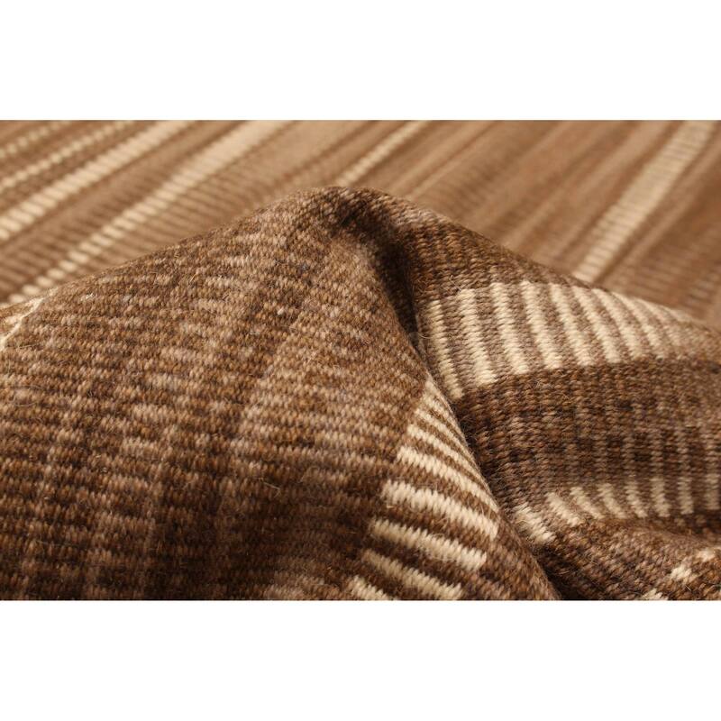 ECARPETGALLERY Flat-Weave Boho Khaki Wool Kilim - 5'11 x 9'2
