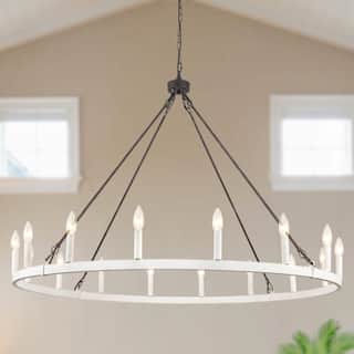 16-Light Circle Candle Style Traditional Hanging Linear Chandelier Lighting for Kitchen Island