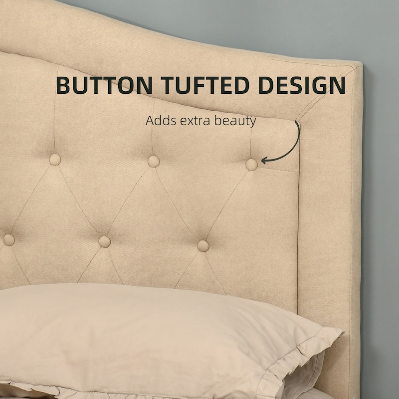 HOMCOM Upholstered Headboard, Button Tufted Bedhead Board, Home Bedroom Decoration for Full-Sized Beds