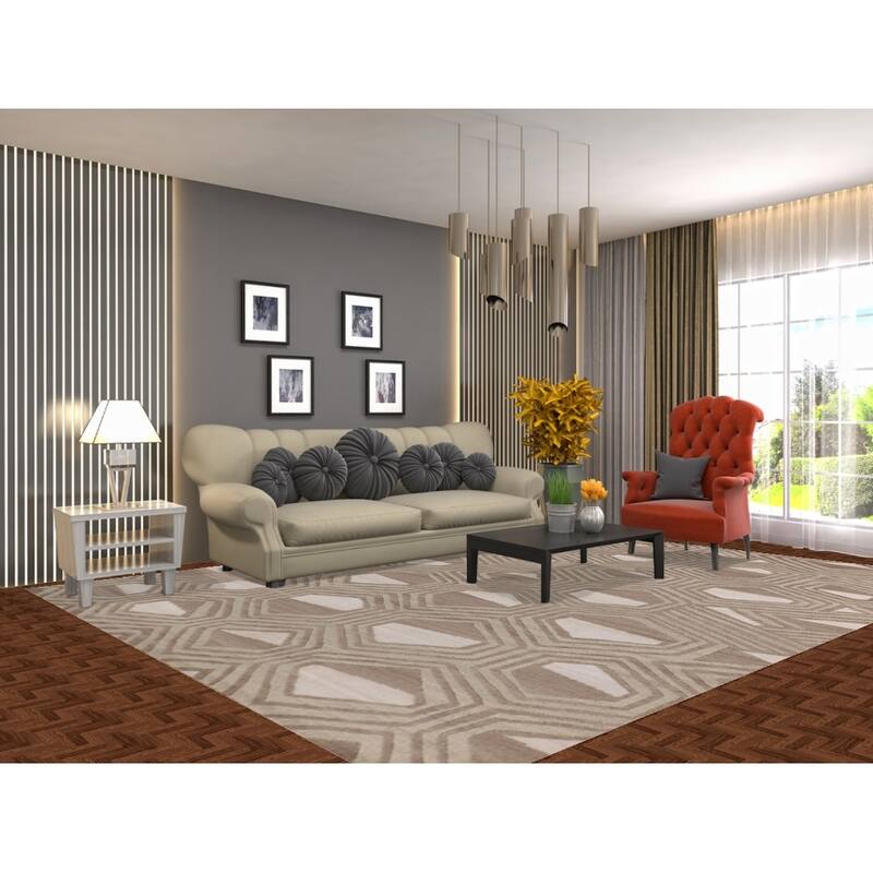 Modern Oriental Area Rug Hand-Knotted Wool Carpet - 9'2" x 11'8"