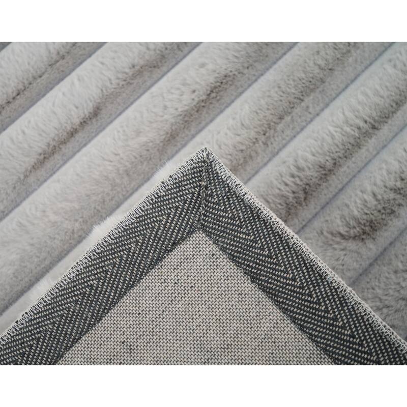 Madrid Collection Ultra Soft Ribbed Faux Fur Area Rug