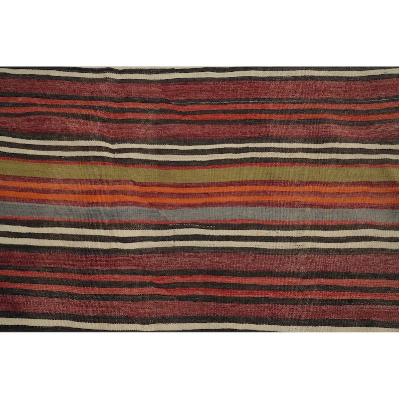 Hand Woven Oriental 100% Wool Carpet Southwestern Geometric Multi-Colored Kilim Area Rug - 11' 6'' X 5' 3''