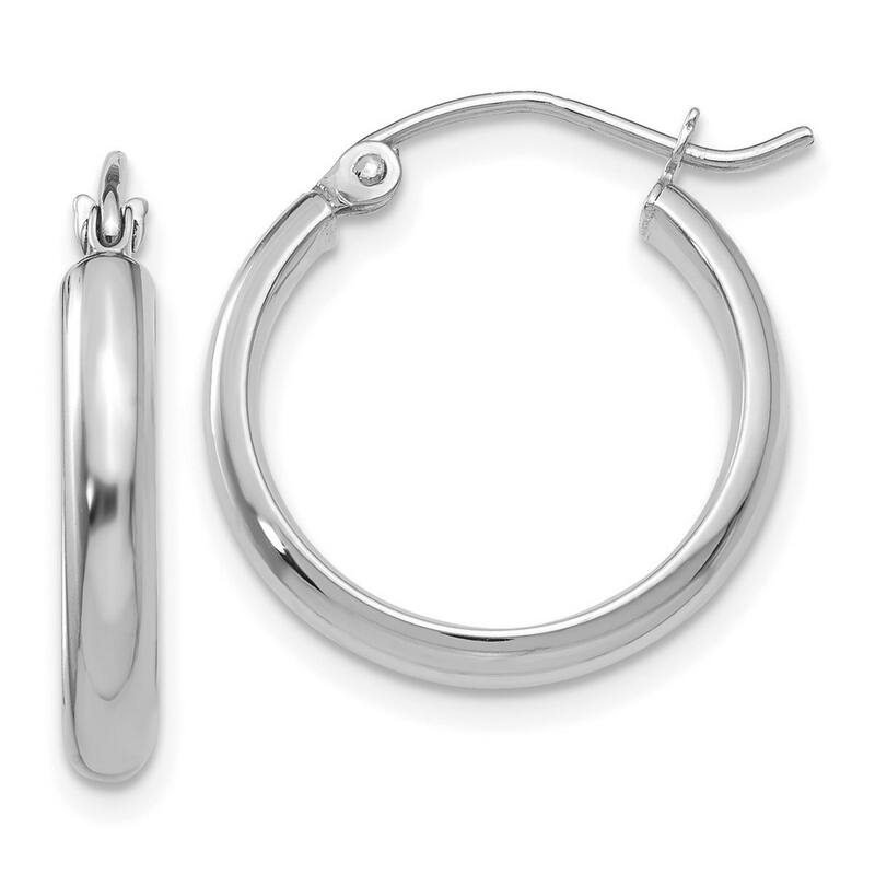 Curata 14k White Gold Polished Half Round 20x2.75mm Classic Hoop Earrings
