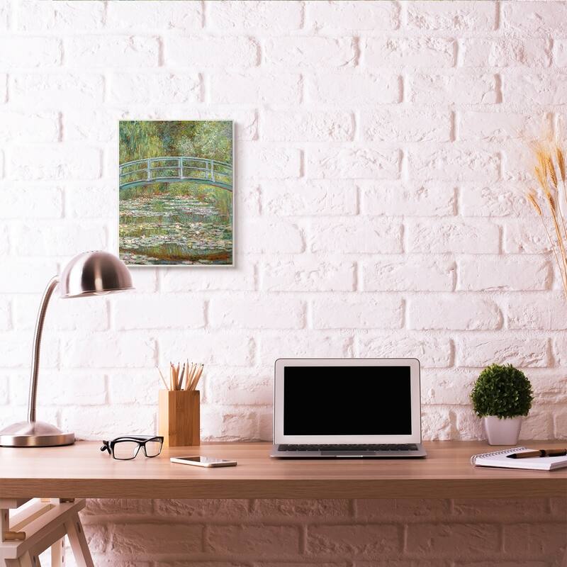 Stupell Bridge Over Lilies Monet Classic Painting,10 x 15, Wood Wall Art
