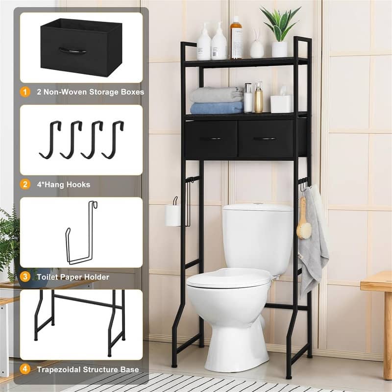 Over The Toilet Storage - 7.88"D x 25.6"W x 63.6"H