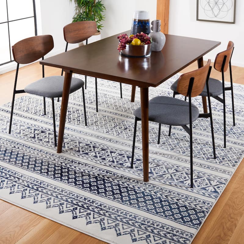 SAFAVIEH Carnegie Kjersti Moroccan Boho Rug - 9' x 12' - Ivory/Navy