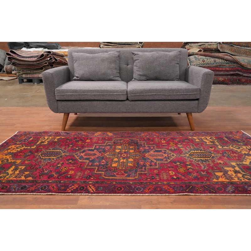Hand Knotted Oriental 100% Wool Carpet Traditional Medallion Pink Heriz Area Rug - 7' 6'' X 3' 6''