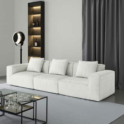 118-inch Convertible Modular Sofa Bed, White Foam