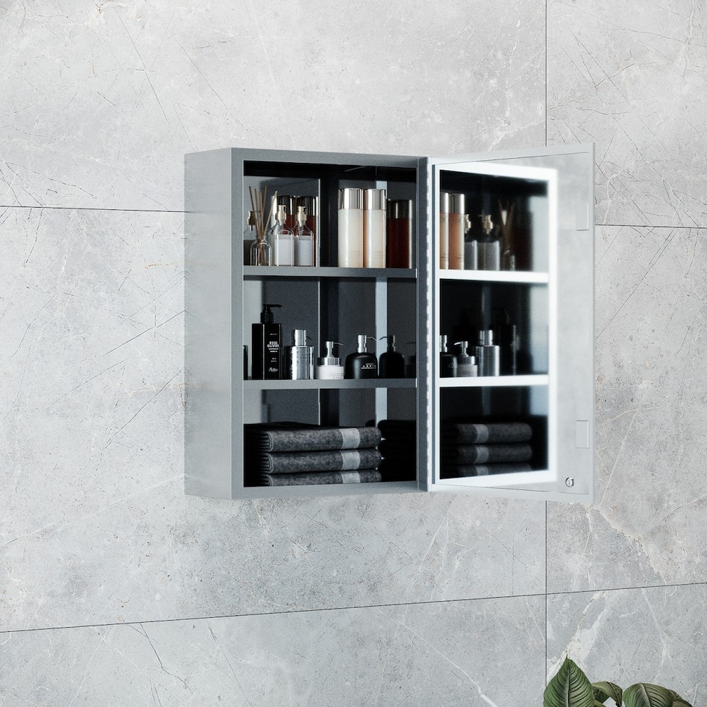 Medicine Cabinets 21 3/4" x 13 3/4" Stainless Steel Cabinet with Mirror and Hardware Opens Left to Right Renovators Supply