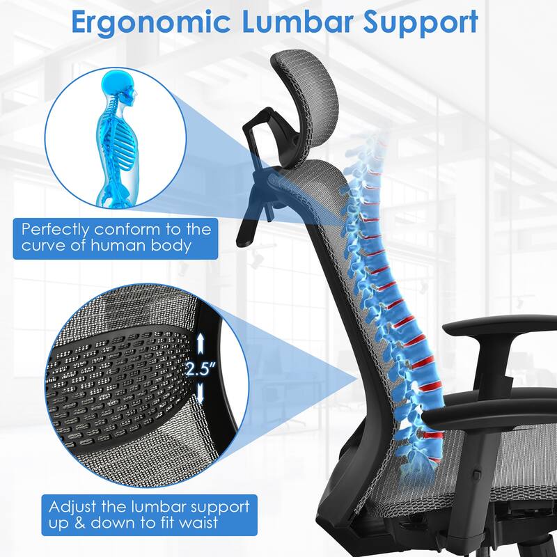Costway Ergonomic High Back Mesh Office Chair Recliner Task Chair - See Details