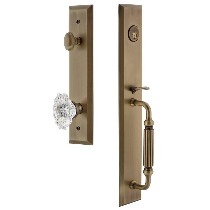 Grandeur Fifth Avenue Solid Brass Rose Keyed Entry Single Cylinder - Vintage Brass