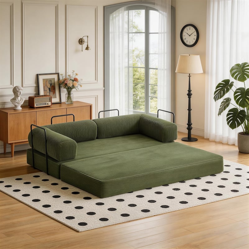 Oversized Corduroy Convertible Floor Sofa Bed Sleeper Couch