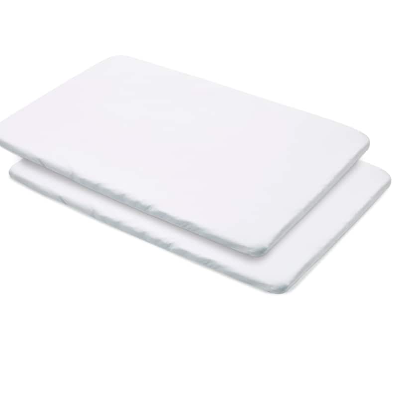 BreathableBaby All-in-One Fitted Sheet & Waterproof Cover for 39" x 27" Play Yard Mattress (2-Pack) - White
