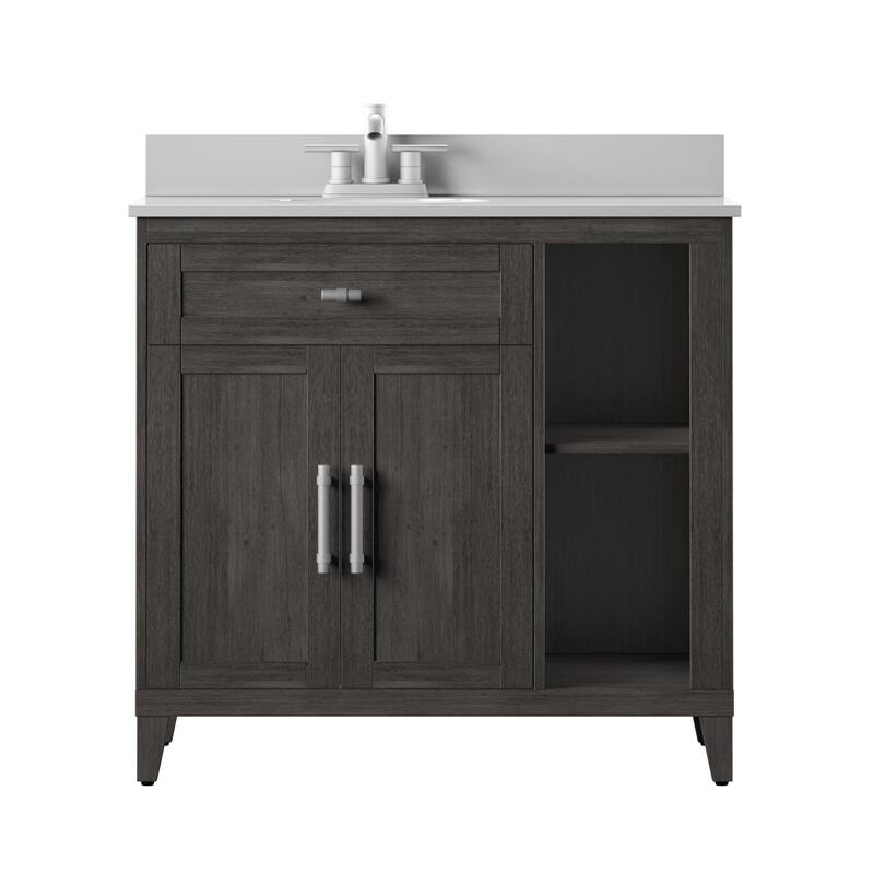 36" Bathroom Vanity with Open X Shelves