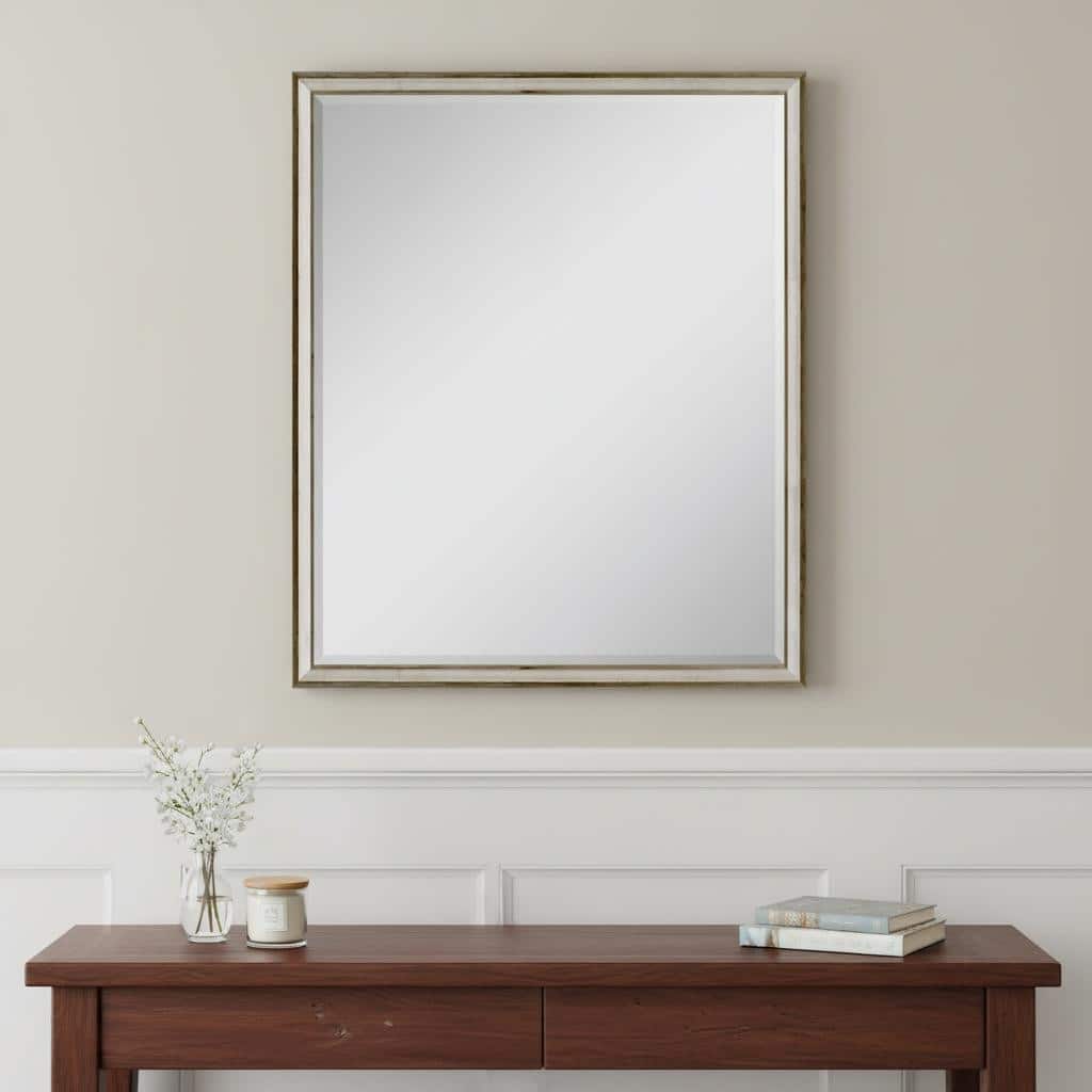 HomeRoots 30" Silver Wood Accent Mirror - 24.00 in. x 30.00 in. x 2.00 in.