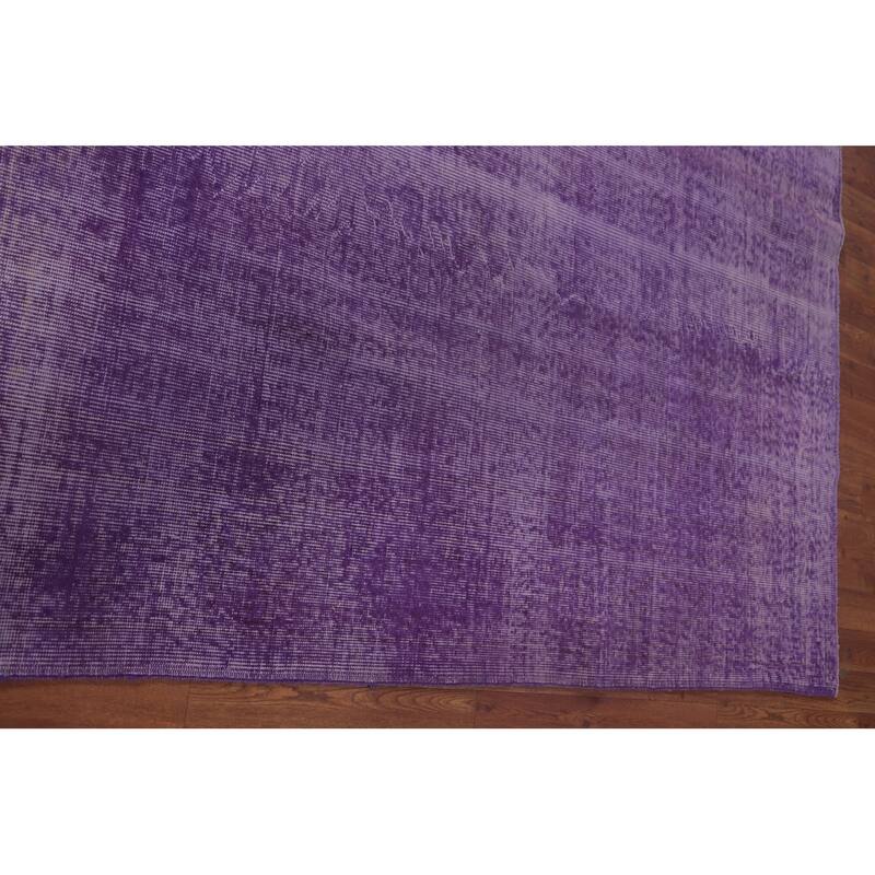 Over-Dyed Purple Anatolian Turkish Vintage Rug Handmade Wool Carpet - 6'10" x 10'0"