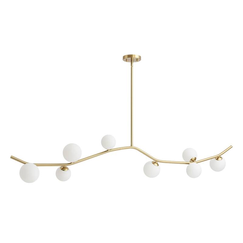 8-Light Frosted Glass Bubble Wavy Linear Island Pendant 61in