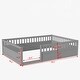 preview thumbnail 10 of 19, Full Floor Bed Frame with Fence,Wood Kids Floor Beds Frame for Bedroom Grey