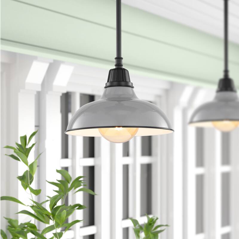 12.25" 1-Light Indoor/Outdoor Iron LED Pendant, by JONATHAN Y - 12.25