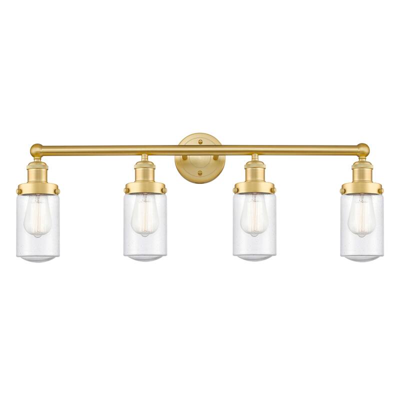 Innovations Lighting Dover - 4 Light 34" Bath Vanity Light - Satin Gold/Seedy