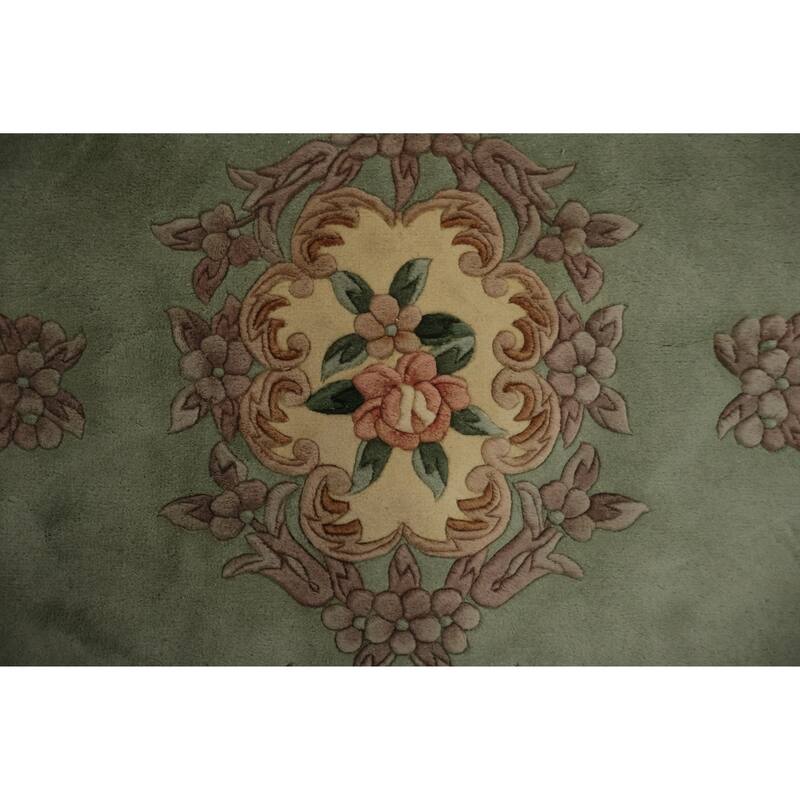 Hand Knotted Oriental 100% Wool Carpet Traditional Floral Green Art Deco Area Rug - 6' 1'' X 3' 11''