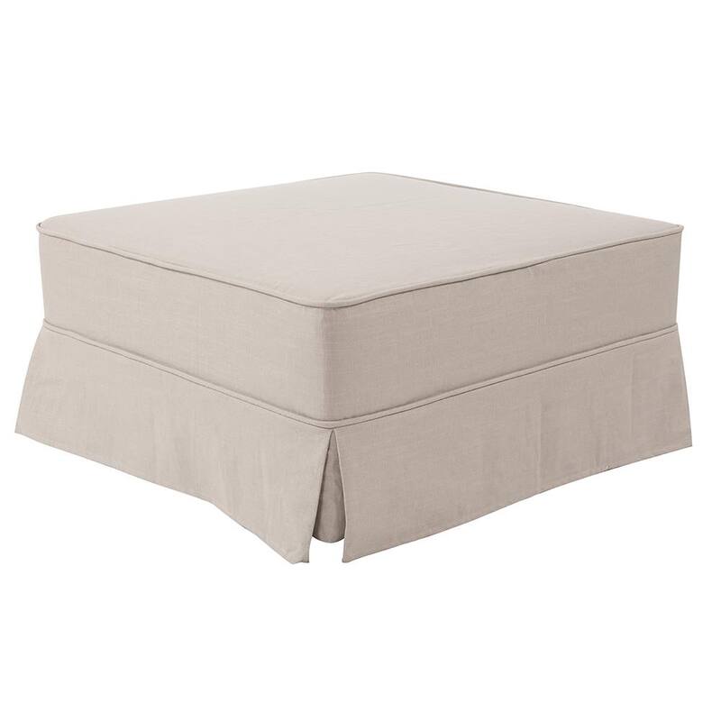 Allan Andrews Universal 36" Square Linen Slub Ottoman with Cover