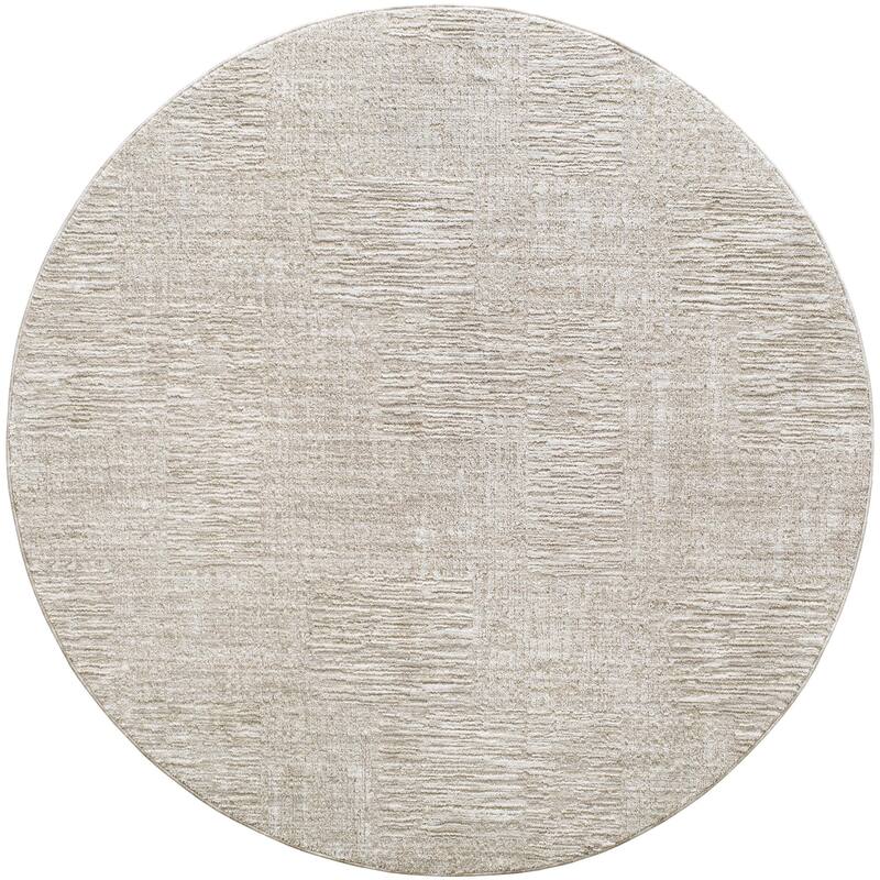 Livabliss Masterpiece Modern & Contemporary Area Rug - Light Gray/Medium Gray/Cream - 6' 7" x 6' 7" Round