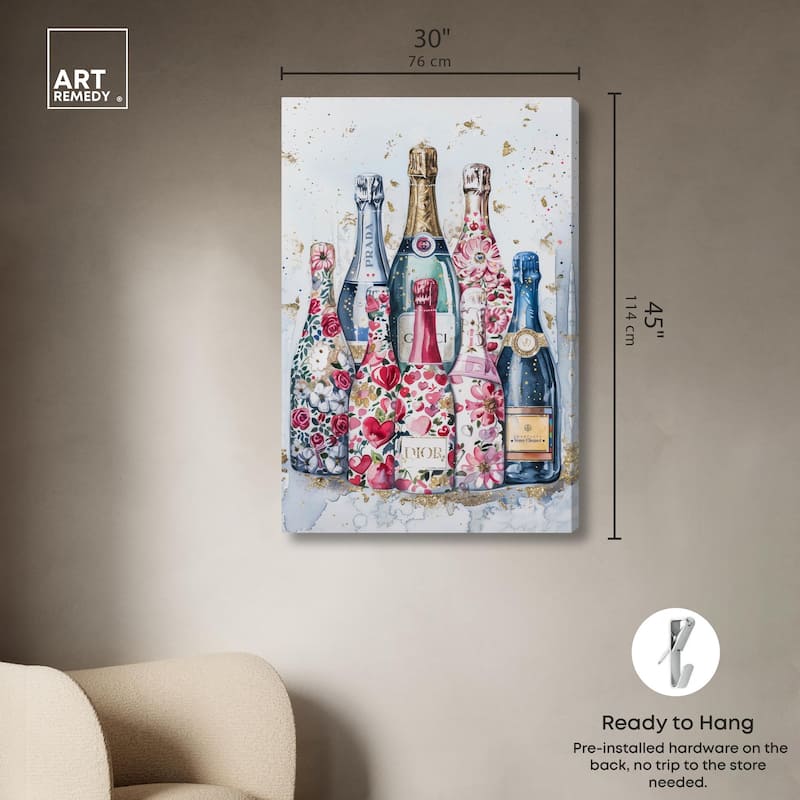 Intricate Floral Champagne Canvas by Art Remedy, Gallery Wrapped