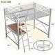 preview thumbnail 3 of 10, Full Size Loft Bed with Desk and Shelf, Sturdy Metal & MDF Frame