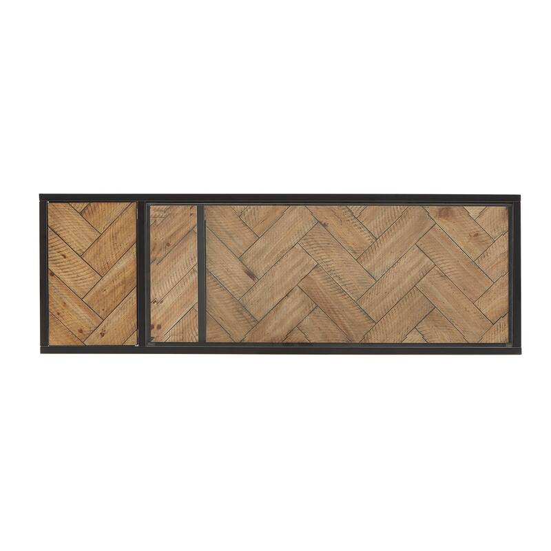 Kita Black Metal Parquet Wood and Glass Sofa Table by iNSPIRE Q Modern - Sofa Table