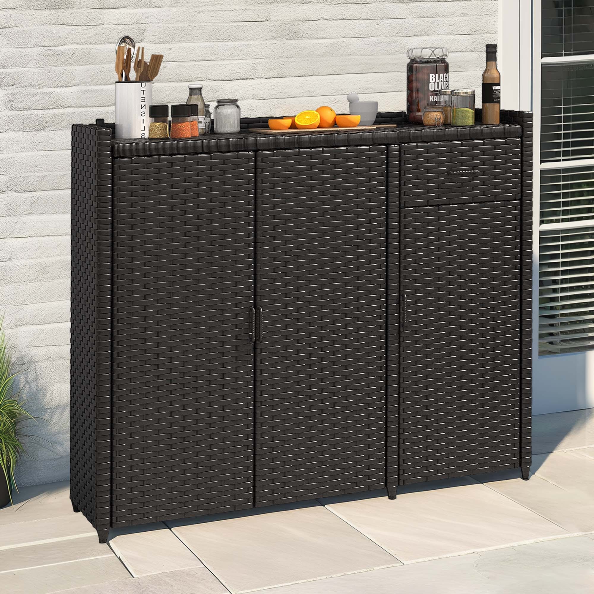 Outdoor wicker storage cabinet discount
