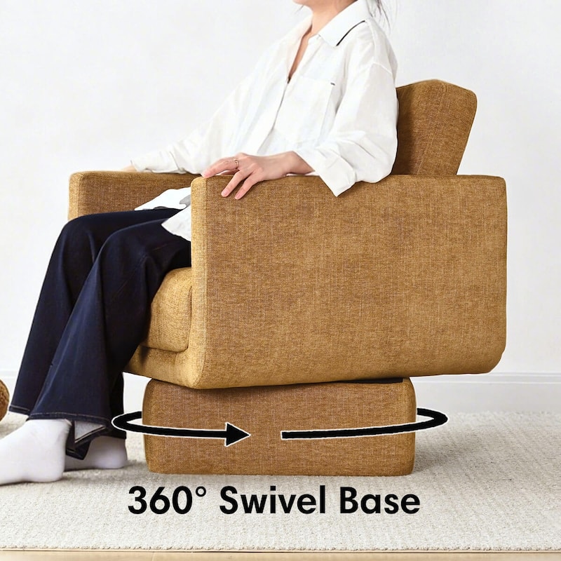 Upholstered Swivel Barrel Accent Chair(Set of 2)