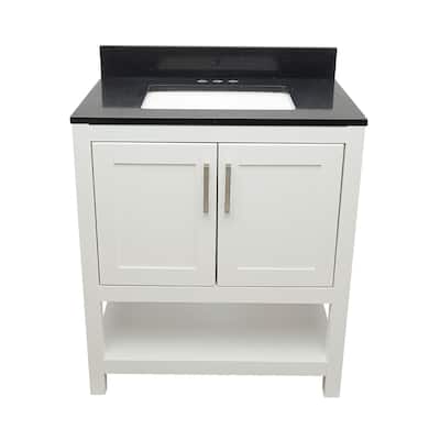 Taos 31" Bathroom Vanity with Cultured Marble Vanity Top Sink in White with White Basin