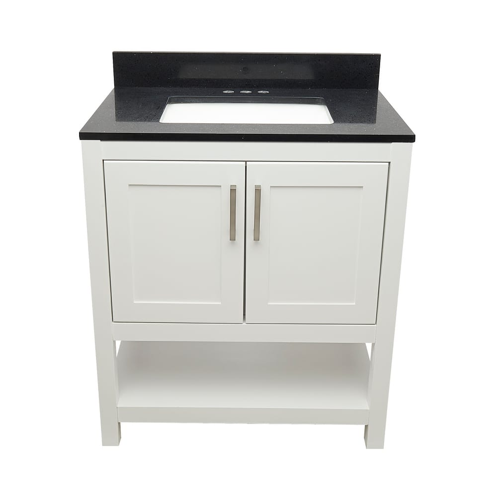 Taos 31" Bathroom Vanity with Cultured Marble Vanity Top Sink in White with White Basin