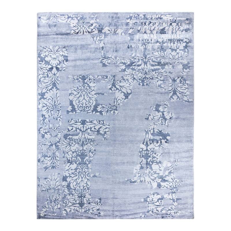 Modern One-of-a-Kind Hand-Knotted Area Rug, Blue - 9' 2" x 12' 3"