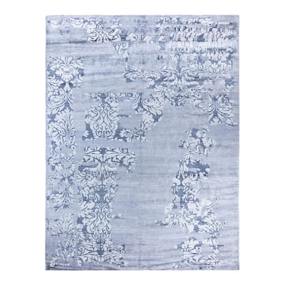 Modern One-of-a-Kind Hand-Knotted Area Rug, Blue - 9' 2" x 12' 3"