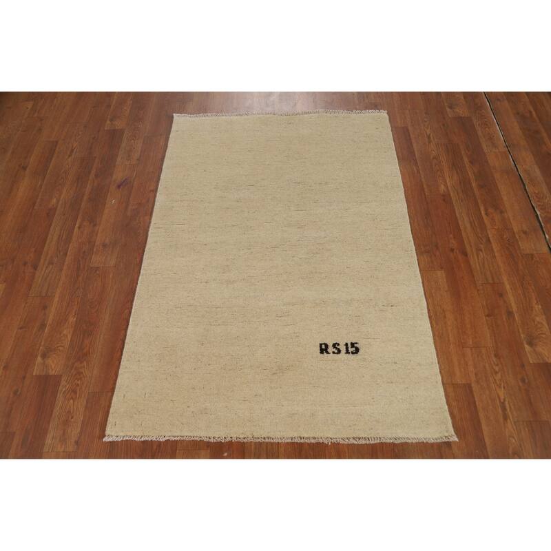 Ivory Gabbeh Modern Foyer Rug Hand-Knotted Wool Carpet - 2'9"x 4'0"