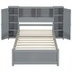 preview thumbnail 7 of 22, Twin Size Platform Bed with Storage Headboard, 3-Shelves, 2-Side Lockers, Solid Pine Wood Frame for Bedroom, Grey